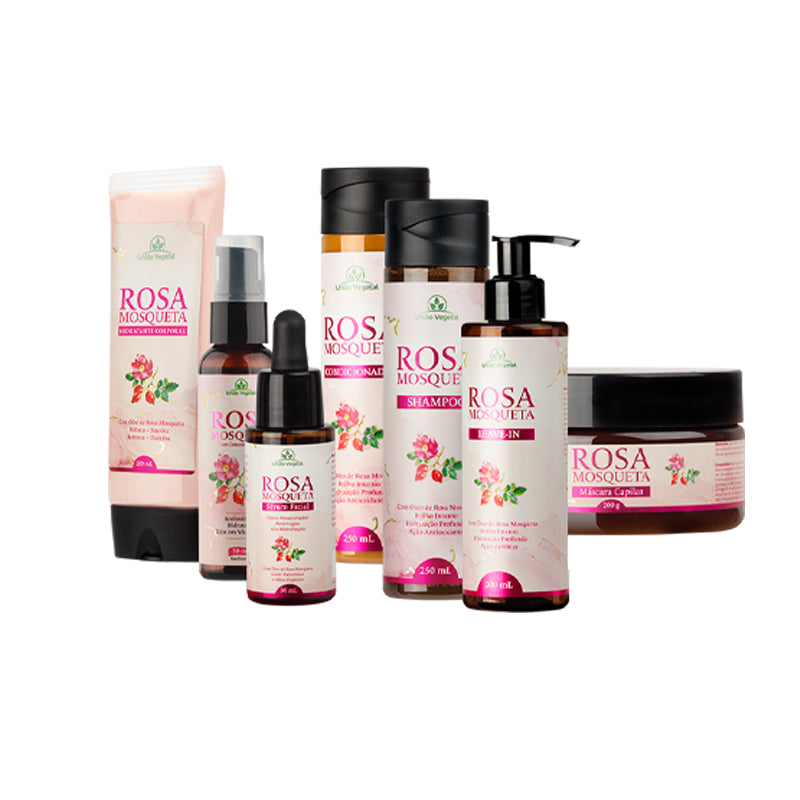 Linha Rosa Mosqueta Completa – Cuidado para Cabelos e Pele | União