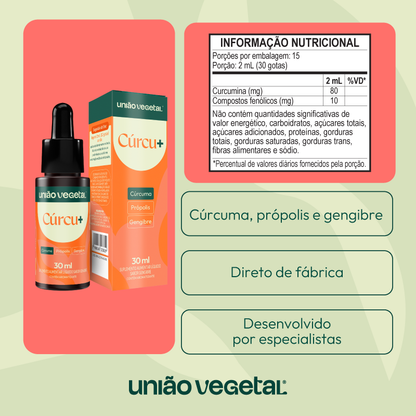 Curcu+ | Cúrcuma, Própolis e Gengibre | 30 mL