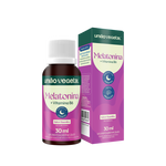 Suplemento alimentar líquido Melatonina + Vitamina B6 da União Vegetal, sabor baunilha, em frasco de 30 ml com caixa. Indicado para uso noturno, com rápida absorção sublingual.