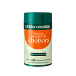 Frasco do suplemento Óleo de Semente de Abóbora da União Vegetal com 60 cápsulas de 1340 mg, fonte de vitamina E.