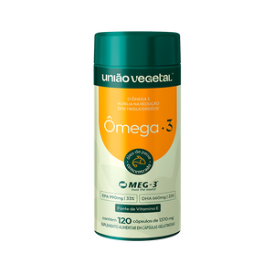 
                  
                    Carregar imagem no visualizador de catergoria, Frasco de Ômega 3 União Vegetal com 120 cápsulas, óleo de peixe MEG-3® com DHA, EPA e vitamina E em fórmula concentrada.
                  
                